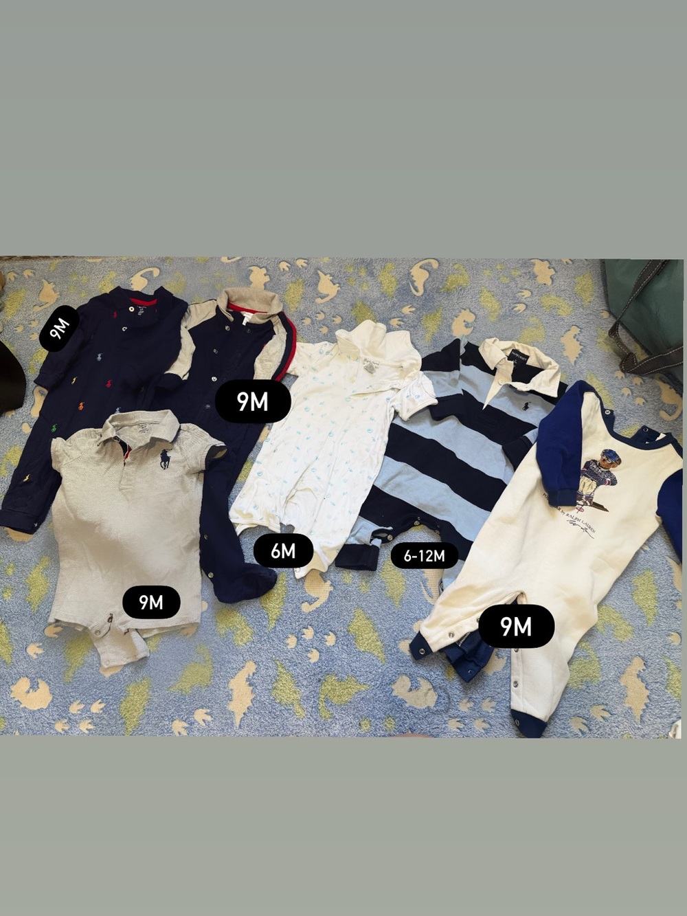 Ralph Lauren Cream & Navy Mixed Baby Rompers Lot